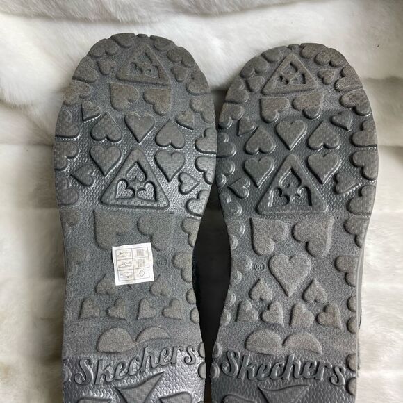 BOBS from Skechers gray knit slip on clogs faux fur lining memory foam size 10 - Picture 10 of 10